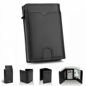 2026 New Pop Up Wallet for Men Card Holder: Smart RFID Blocking Slim Leather Wallet, Minimalist Front Pocket - 8 Cards Capacity | ID Window