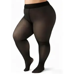 Plus Size Tights Fleece Lined Tights Women Thermal Fake Translucent Leggings Winter Warm Sheer High Waisted Pantyhose