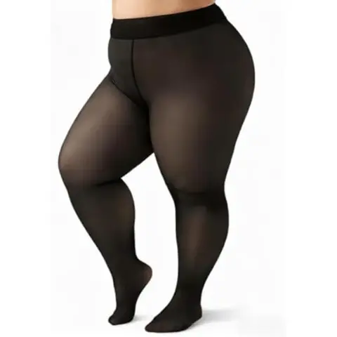 Plus Size Tights Fleece Lined Tights Women Thermal Fake Translucent Leggings Winter Warm Sheer High Waisted Pantyhose