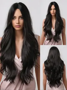 30 Inch Natural Long Wavy Fiber Wig, Breathable Adjustable Inner Net, Smooth Anti-Knot Hair, Lightweight, High Volume, Women Daily Commute Party, Synthetic Material Wigs