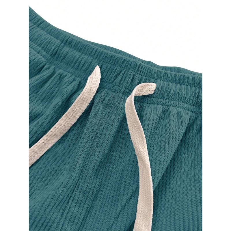 Women's Straight Leg Corduroy Pants Featuring Drawstring Elastic Waist, Fit for Casual, Sports, Hiking, Spring/Autumn