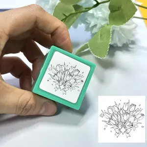 Tulip Bouquet Line Stamp, Artistic Floral Pattern Rubber Stamp, Daily Record for Journals, Greeting Cards, Gift Wrapping, Office Supplies