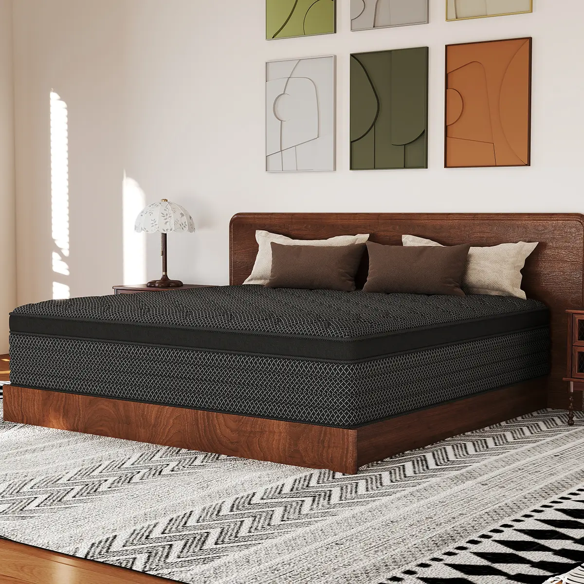 12-14 Inch Twin Full Queen King Mattress in a box Hybrid Spring Gel Memory Foam Medium Firm Black Mattresses Bed Luxury Ergonomic Design
