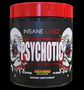 Insane Labz Psychotic Pre-Workout, Lactose-Free High-Stimulant Kinetic Energy Formula, Advanced Neural Drive & Focus Supplement for Fitness Enthusiasts