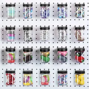 20 Set Pegboard Organizer Accessories Peg Boards Jars with Lids Plastic Pegboards Bins Storage Containers Clear Peg Board Wall Organizer for Garage Sewing Office Home Supplies(Black) Bottles Canister