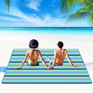 Summer Spring Gift Extra Large Beach Blanket Outdoor Picnic Blankets, Foldable Waterproof Sand Free Beach Mats Picnic Mat for Festival BBQ Park Grass Lawn Camping Hiking Travel Concerts (Blue 2, 80x60 in)