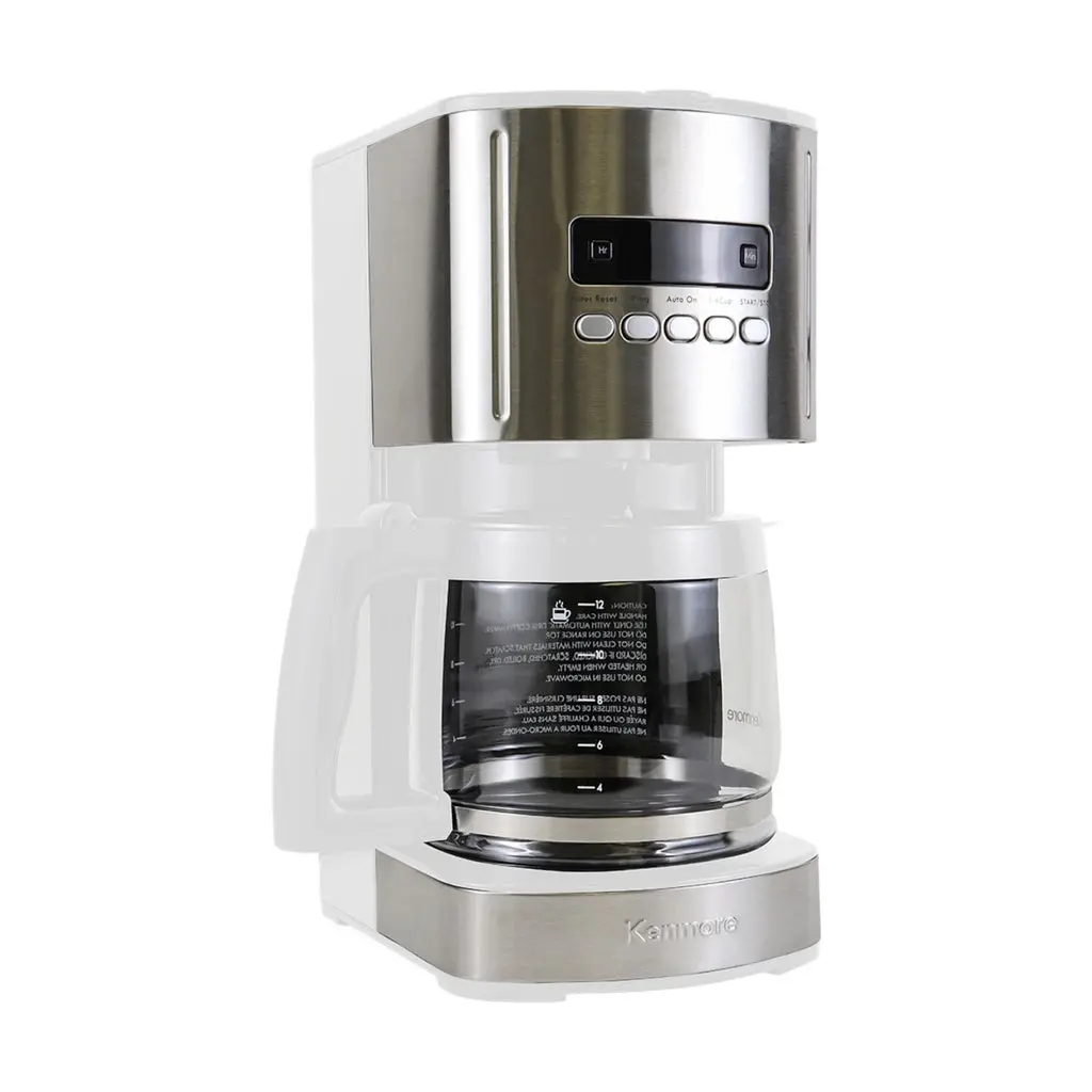 Kenmore KKCM12W 120V 12-Cup Programmable Coffee Maker, White & Silver