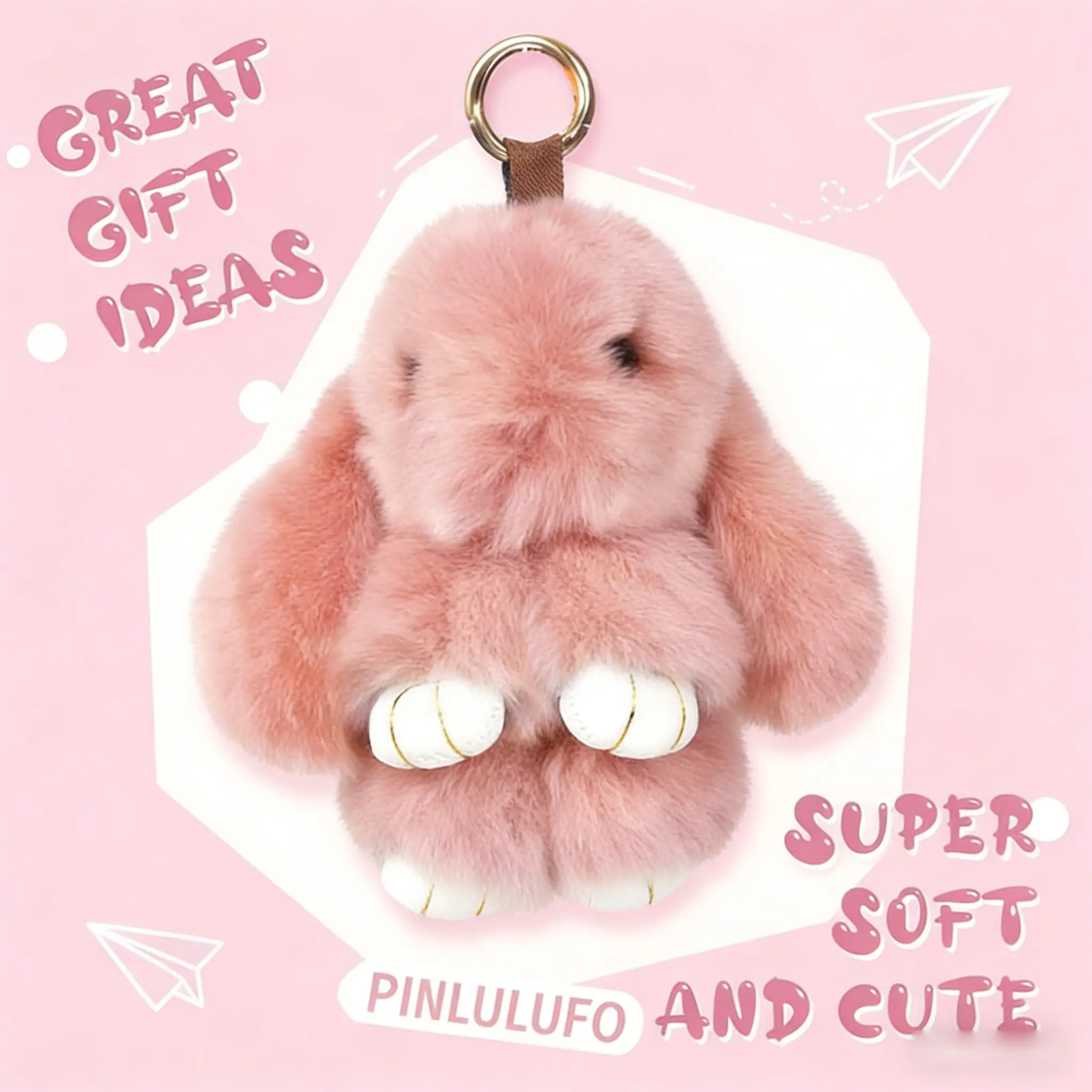 Other 2026 New Handmade Bunny Keychain - Pu Leather, Handmade
