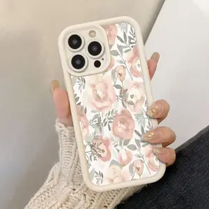 Graffiti Peony Flower Art Phone cases Case Compatible with For iPhone 17 Pro Max 16 16e 15 14 Plus 13 12 Mini 11 Air X XS Pattern TPU Lens Protection Durable Soft Cover Valentine's Day Gift 2D printing
