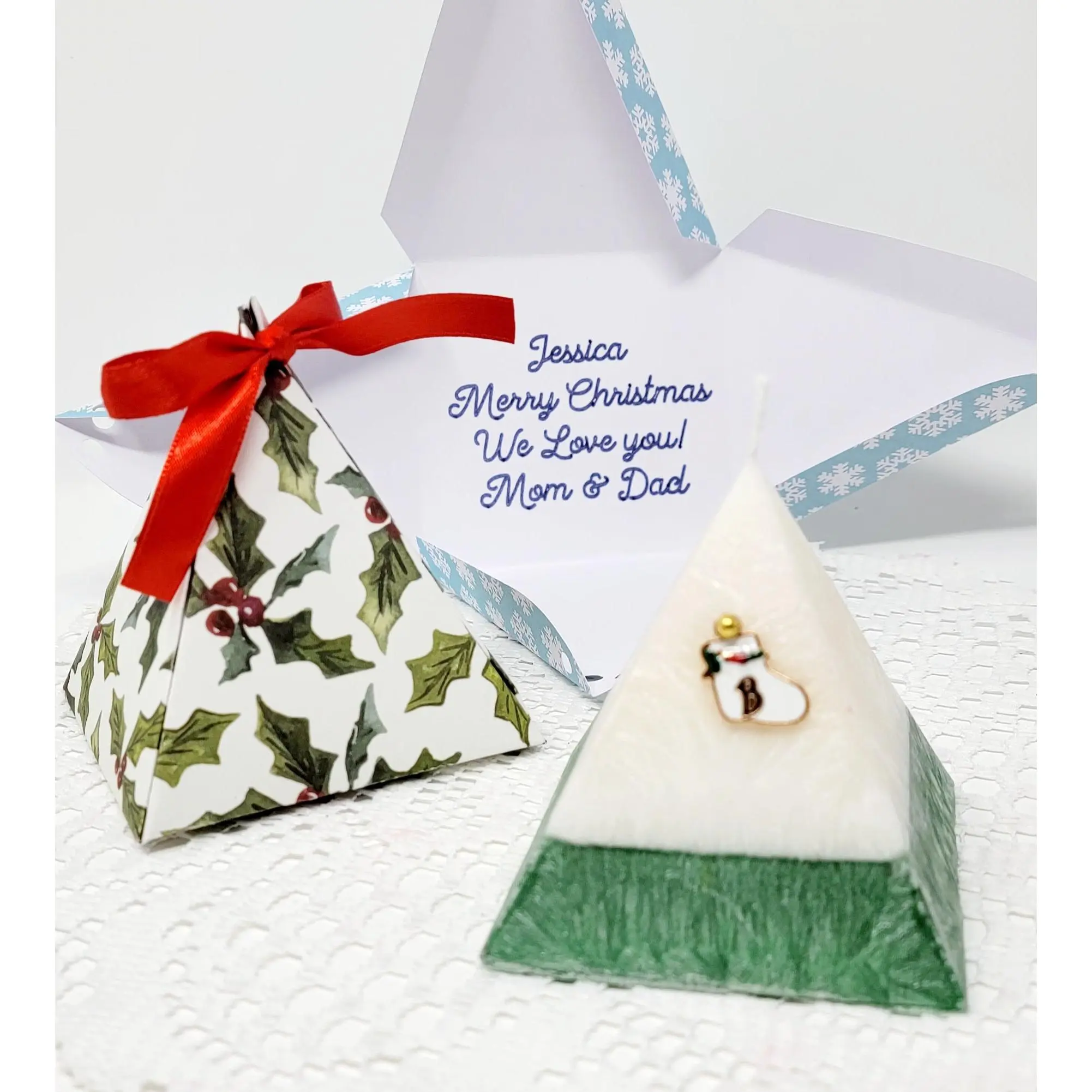 Surprise Candle with hidden crystals in a Personalized box,  Christmas  Candle with Crystals Inside,  Personalized Candles