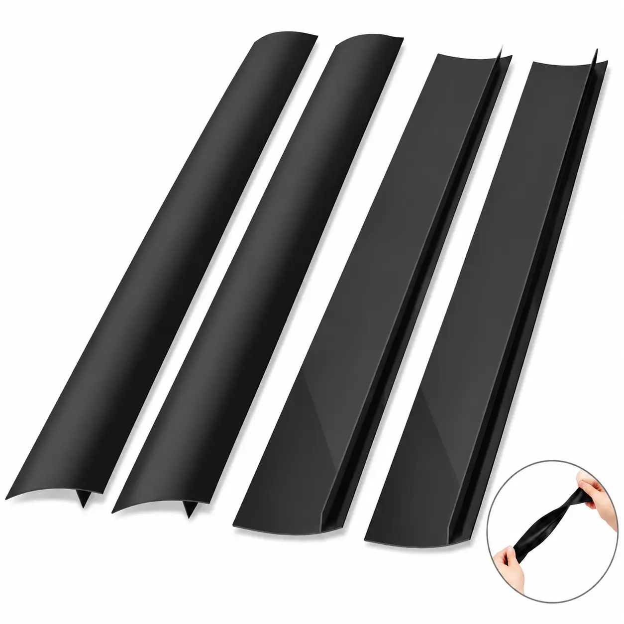 4 Pack Silicone Stove Gap Covers – 21” Heat Resistant Counter Gap Filler, Easy to Clean Stove Guard for Kitchen (Black)