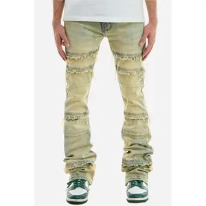 Blue Paneled Super Stacked Jeans - Super Stacked Fit