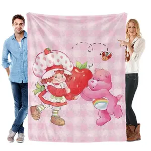 Countdown Sale! Ultra-Soft Flannel Strawberry Girl Cartoon Blanket, Cozy Throw for Bedroom, Sofa, Travel, Perfect Gift for Family & Friends