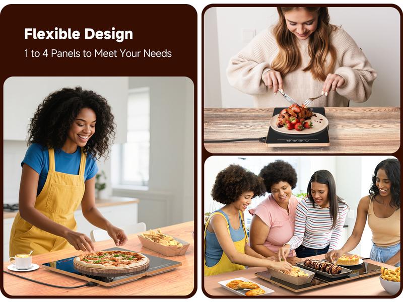 FEPPO Electric Warming Tray, 4-in-1 Food Warmers for Parties Buffet with 10 Temp Settings and Timer, 33"x15" Glass Surface Warming Mat for Food, Modular Buffet Hot Plates for Catering and Gatherings FEPPO Electric Warming Tray, 4-in-1 Food Warmers for Parties Buffet with 10 Temp Settings and Timer, 33"x15" Glass Surface Warming Mat for Food, Modular Buffet Hot Plates for Catering and Gatherings