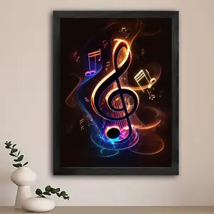 Artistic Music Treble Clef Canvas Print 12x16 inch Unframed Poster for Home Bedroom Living Room Bathroom Cafe Office Seasonal Four-Quarters Design Creative Wall Art Decor Ornaments