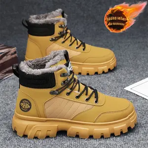 LISM Men'S Thermal Insulated Winter Work Boots with Thick Rubber Sole - Slip-Resistant Traction, Round Toe & Arch Support, Faux Cover Upper & Cushioned Insole - Heavy-Duty Cold Weather Shoes for Construction, Outdoor, Casual Wear (Unisex-Friendly Design)