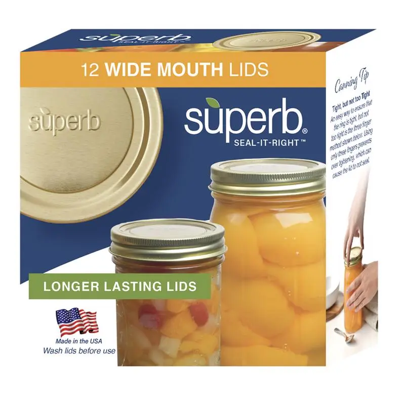 Superb 6081565 Wide Mouth Canning Lid - 12 per Pack - Pack of 24