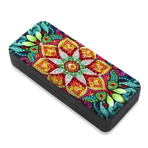 5D DIY Diamond Painting Glasses Case Kit, Mandala Flower Pattern Rhinestone Eyeglass Storage Box, Hard Shell Sunglasses Holder Craft Gift for Women Girls