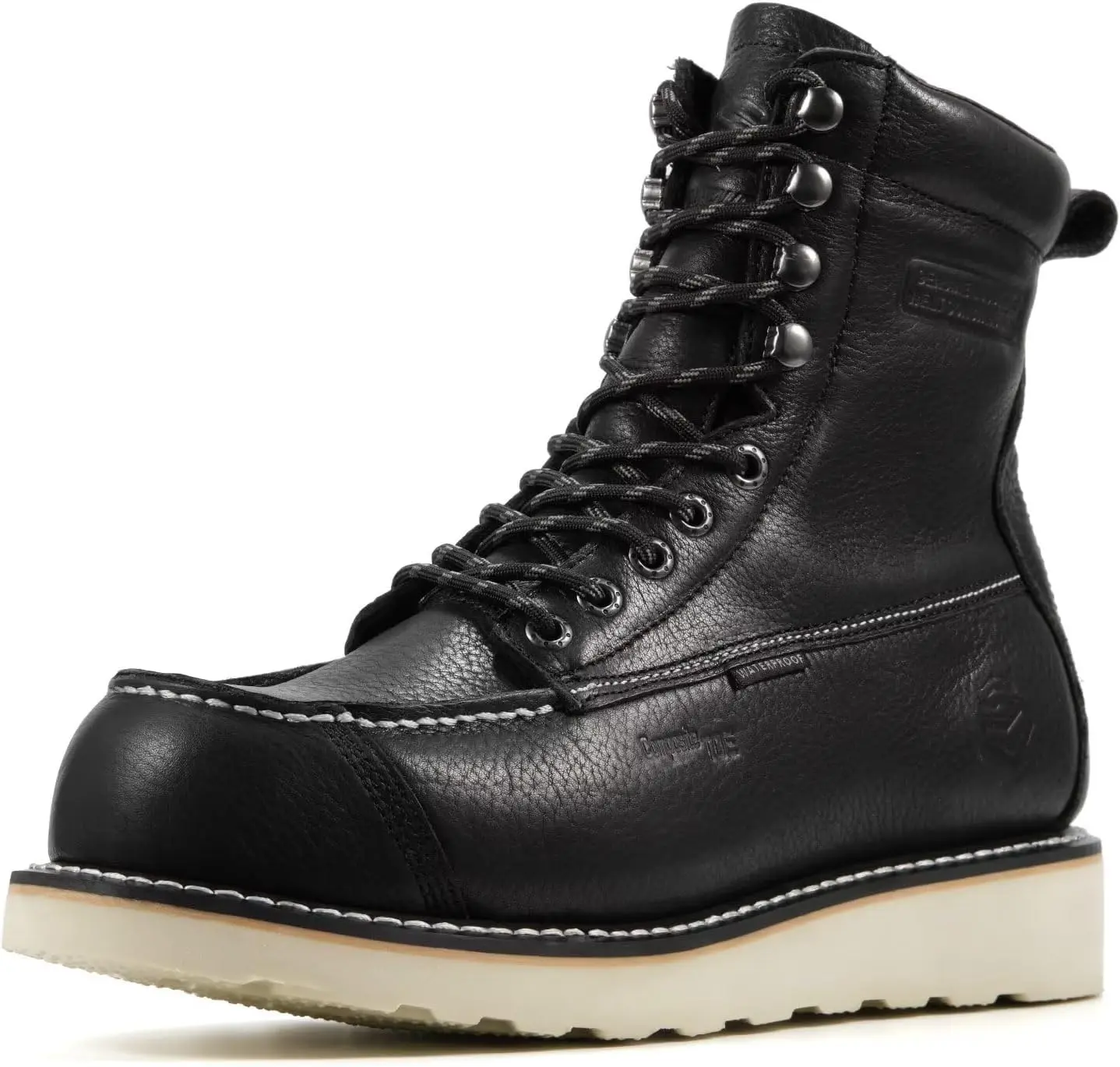SUREWAY Mens 8" Heavy Duty Waterproof Work Boots for Men - Composite Toe,EH Construction Industrial Safety Leather Boots,GoodyearWelt,Lace Up Wedge Moc Toe,Oil/Slip Resistant Comfortable Outsole