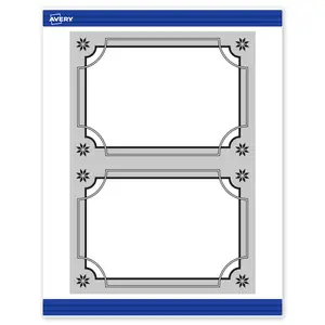 Avery Printable Invitation Cards with Sure Feed Technology, Rectangle, 5" x 7", Pre-Printed Metallic Silver Border with Black Snowflakes, Matte White, Laser & Inkjet Compatible, 20 Total