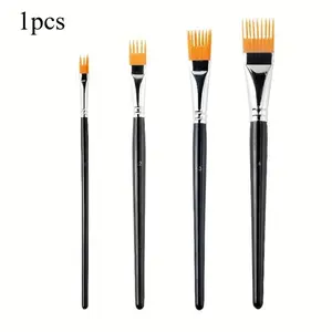 Vibrant Yellow Nylon Bristle Watercolor & Acrylic Brushes with Brass Ferrule - Ergonomic Black Gourd-Shaped Handle, Available in Multiple Sizes for Artists' Variety of Painting Techniques, Painting Accessories