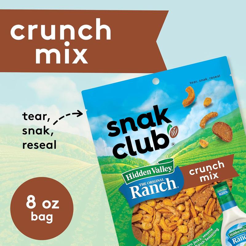 Crunch Mix with Hidden Valley Ranch Seasoning, Toasted Corn Nuggets, Chili Cheese Corn Jacks, Sesame Sticks & Rye Chips, Family Size, 8 Ounce