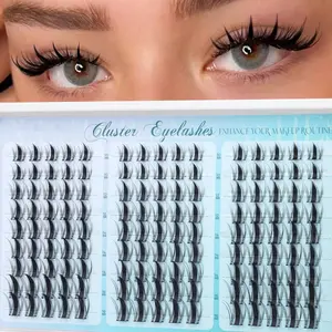 Natural Fluttering Eyelash Clusters, Anime Style Lashes, C Curl Individual Lash Extensions, DIY Home Application, 135 Pieces Set, Cosmetic, Wispy Eyelash Clusters