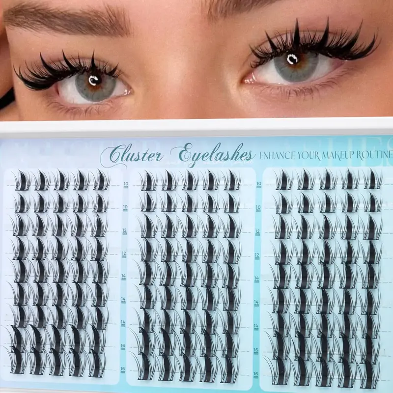 Natural Fluttering Eyelash Clusters, Anime Style Lashes, C Curl Individual Lash Extensions, DIY Home Application, 135 Pieces Set, Cluster False Eyelashes, Voluminous False Eyelashes, Volumized False Eyelashes