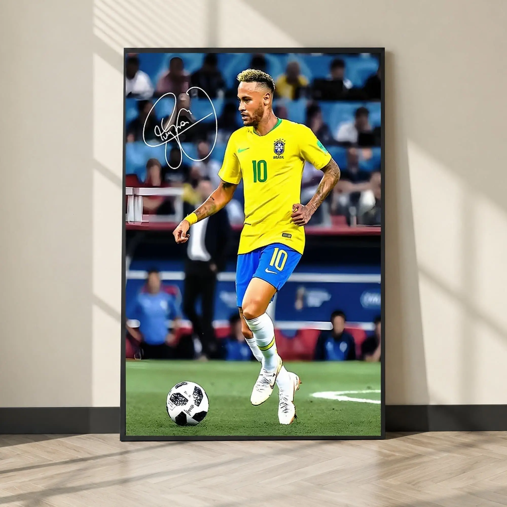 Neymar Jr. Brazil Jersey Poster, Soccer Wall Art, Home Decor Living Room ( Unframed - Print Only )