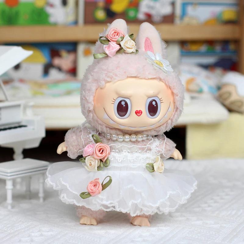 Labubu 17cm DIY Doll Making Clothes  Invisible Wings Princess, Heartbeat Macaron Labubu Soft Cuddly Gift Lifelike Newborn Reborn