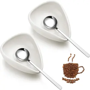 4 count Coffee Spoon Rest and Spoon Small Teaspoon Holder Ceramic Coffee Stirrers Rest for Bar Kitchen Accessories nice Present