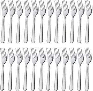 Unokit 24-Piece Stainless Steel Dinner Forks Silverware - 7.1 Inch Silver Dinner Forks Set of 24, Forks Set, Flatware Forks for Home, Kitchen or Restaurant, Mirror Polished, Dishwasher Safe