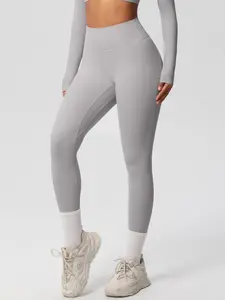 Women's Solid High Waist, Sporty Comfy Breathable Skinny Pants for Yoga Gym Workout, Ladies Sportswear for All Seasons, Athleisure Fitness Leggings