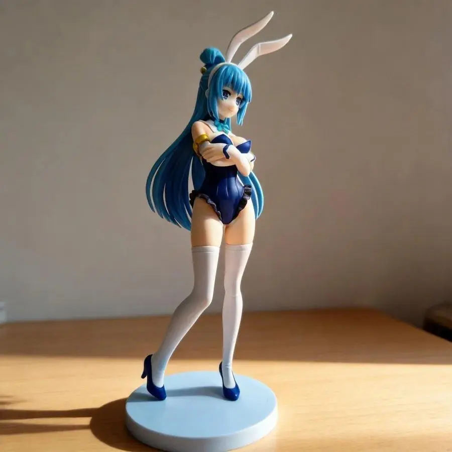 KonoSuba Aqua Anime Figure, 26cm Bunny Girl Costume Collectible Doll, God's Blessing On This Wonderful World Desktop Ornament, Perfect Gift for Toys & Hobbies Enthusiasts, Anime Figures, Aqua Collectible Figure
