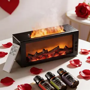 Fire Diffuser USB Humidifier Purifier, 7-Color Flame Aromatherapy Machine, 300ml, Auto-Off, $23.59, Comes with 3×10ml Essential Oils & Remote