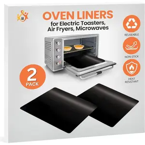 Toaster Oven Liner - Compatible with Breville, , Black & Decker, Dash, and More - Nonstick Heat Resistant  Air Fryer Liners, PFOA & , 9x11", 2 Pack, Black