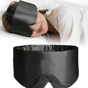Ice Silk Sleep Mask, Circumferential Compression Design, Wide Headband & Large Ear Coverage, Ideal for Travel, Rest, Office Use, Sleep Eye Mask