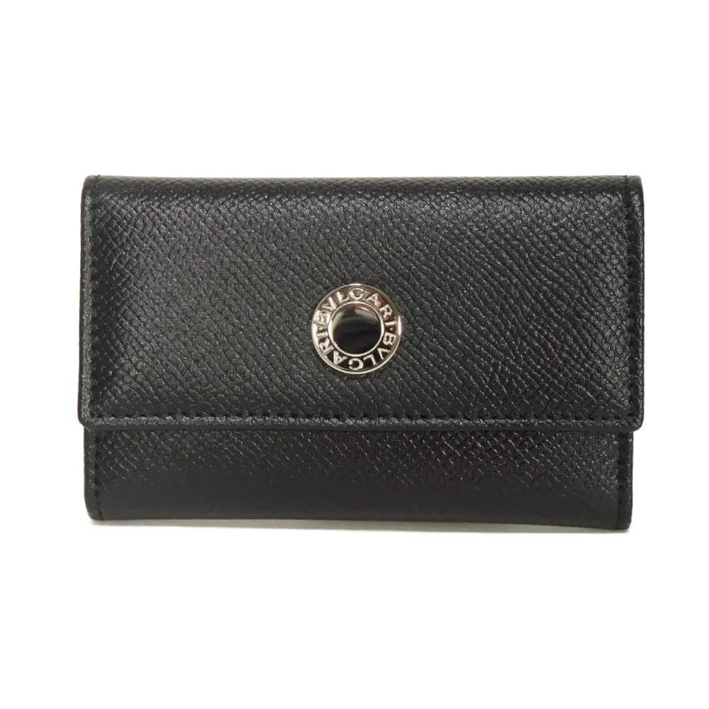 Pre-owned Bvlgari Calfskin Small Leather Goods Classico Grained Calf Leather Key Case