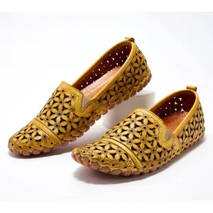 Spring Step Leather Perforated Slip-Ons - Flowerflow