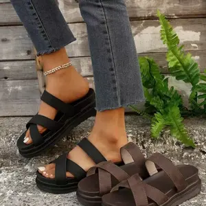 Crisscross Faux Leather Sandals