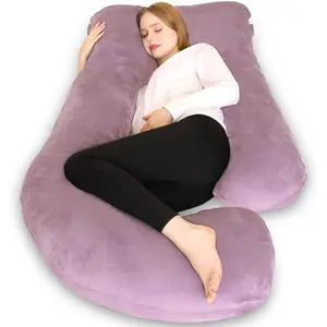Pillows,  Pillows for Sleeping U Shaped Full  Pillow Maternity Pillow 58 inch,   Have with Removable Cover, Pink