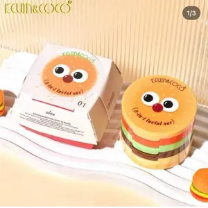 Kevin and Coco BURGERLICIOUS CHEEK STACK Makeup 5-in-1 Facial Set Easy to Blend Cartoon Design