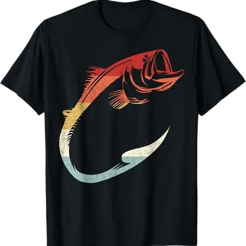 Men's Fitted Short-Sleeve Round Neck Casual T-Shirt - Pure Cotton, Cool Minimal Fish Hook Print Top for Fishing Enthusiasts, Unisex Fit, All Seasons
