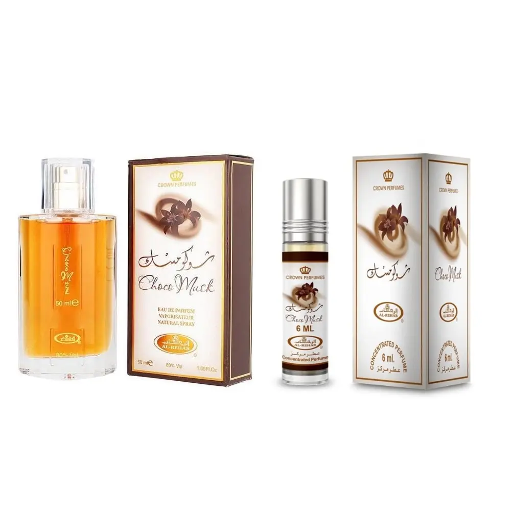 Choco Musk Eau de Parfum Spray 50 ml + Roll On Perfume Oil 6 ml Bundle Sweet Vanilla Chocolate Amber Cologne Perfume