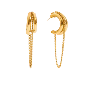 Gold Hoop Chain Earrings