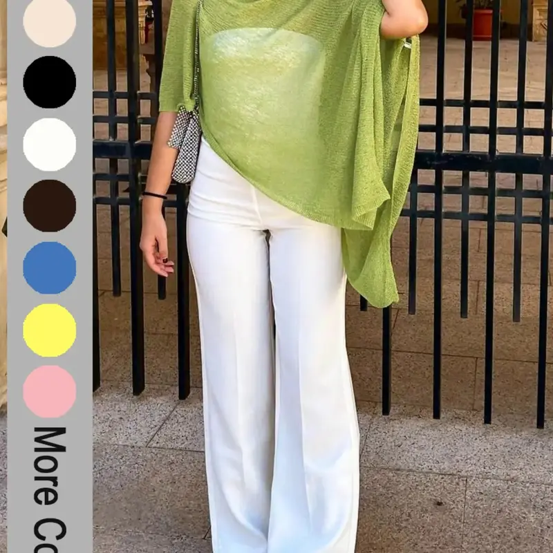 Fashion Elegant Minimalist Lightweight Breathable Multi-Wear Loose Knitwear For Fall Shawl Pullover, Casual Daily Wear, Spring & Fall, Plain Design, Womenswear