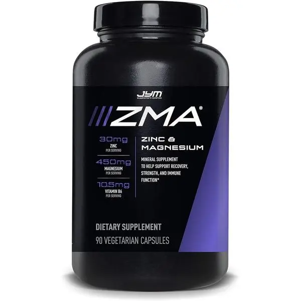 ZMA Zinc and Magnesium Supplement – with Zinc Magnesium and Vitamin B6 – Supports Muscle Recovery Sleep and Performance – YM Supplement Science – 90 Vegetarian Capsules