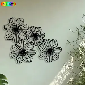 1pc Four Blooms Metal Wall Art, Unique Artwork, Petal Pattern Statue Mural, Intricate Craftsmanship, Artistic Metalwork, Perfect for Mothers Day, Wedding, Home & Garden Decor, Ideal Gift for Floral Decor Enthusiasts