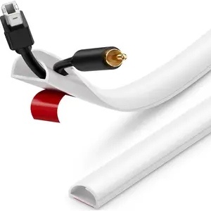 39in Cord Hider for Wall,  TV Wires, Self-Adhesive  Cord Covers for Wires  Wall, White  Raceway Kit, Paintable  Hider Flush to Wall Design in  Office, 0.7" W x 0.4" H