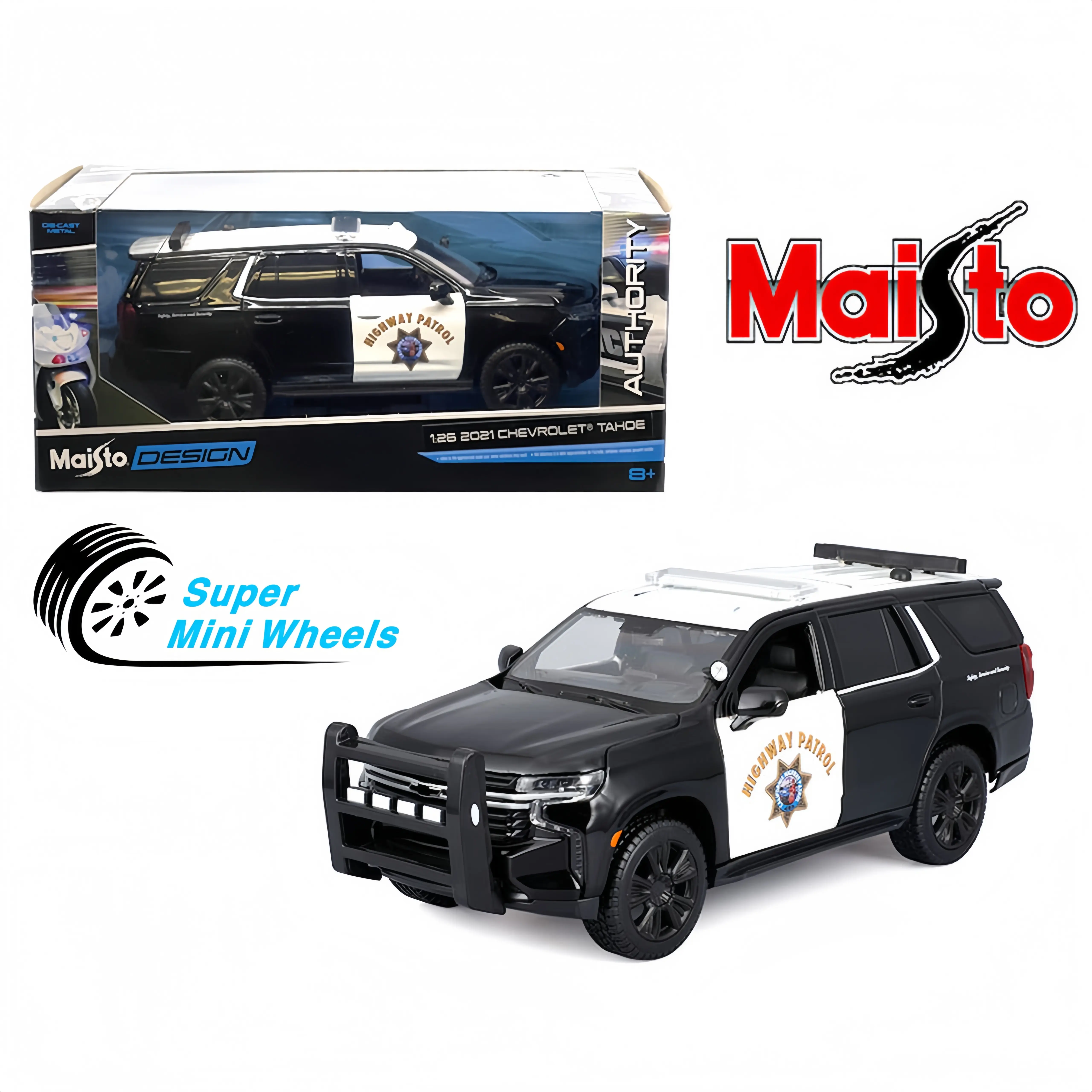 Maisto 1:24 2021 Chevrolet Tahoe Highway Patrol – Black White – Design Authority